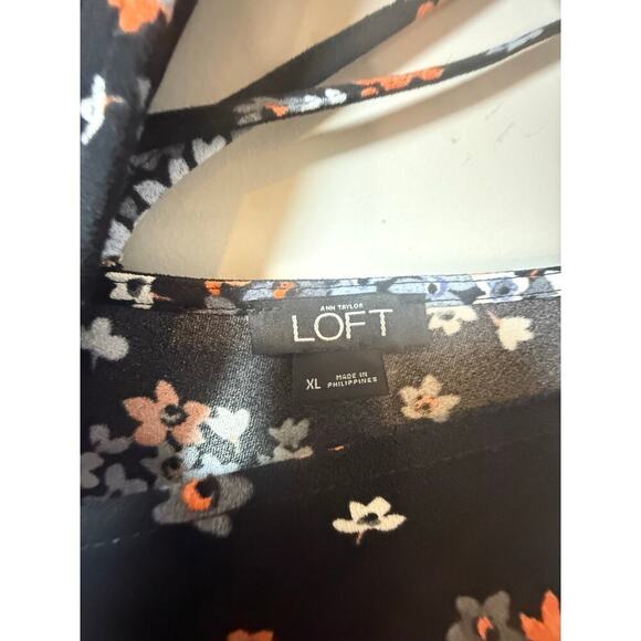 Ann Taylor LOFT Sleeveless Jumpsuit Black Floral Pockets Elastic Waist Size XL - Picture 4 of 9